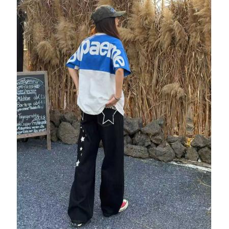 BY13623# 刺绣贴皮+内里铺布纯棉精梳紧密短袖t恤女  服裝批發女裝批發服飾貨源