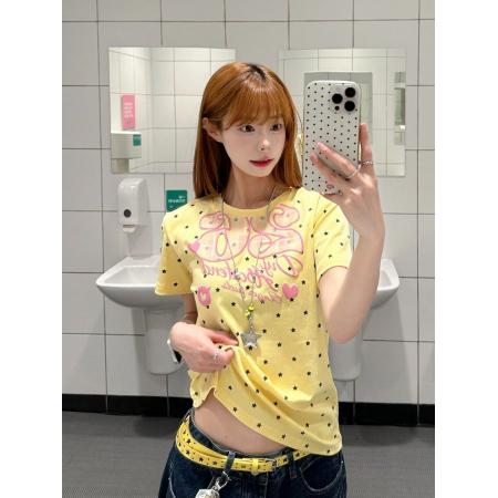 发泡印花支奥代尔纯棉短袖女  服裝批發女裝批發服飾貨源