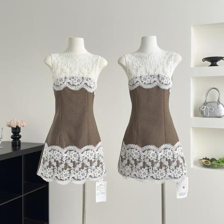 辣妹蕾丝连衣裙短裙女春季新款纯欲穿搭生日裙子包臀裙  服裝批發女裝批發服飾貨源