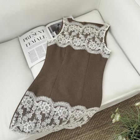 辣妹蕾丝连衣裙短裙女春季新款纯欲穿搭生日裙子包臀裙  服裝批發女裝批發服飾貨源