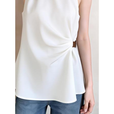 挂脖无袖雪纺衫女小众夏季新款气质收腰显瘦法式上衣背心潮  服裝批發女裝批發服飾貨源