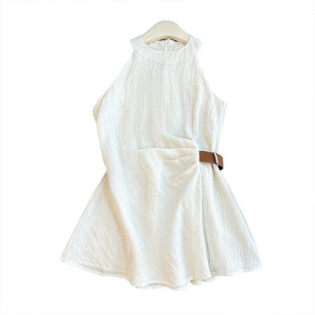 挂脖无袖雪纺衫女小众夏季新款气质收腰显瘦法式上衣背心潮  服裝批發女裝批發服飾貨源