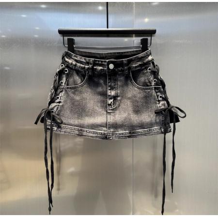 小众设计感绑带辣妹包臀裙女春夏美式复古高街豹纹牛仔半身裙  服裝批發女裝批發服飾貨源