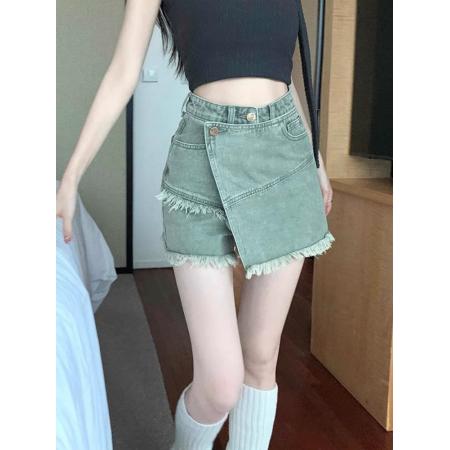 大码胖mm显瘦梨型身材牛仔短裙裤女高腰宽松遮肉半身裙设计感夏季  服裝批發女裝批發服飾貨源