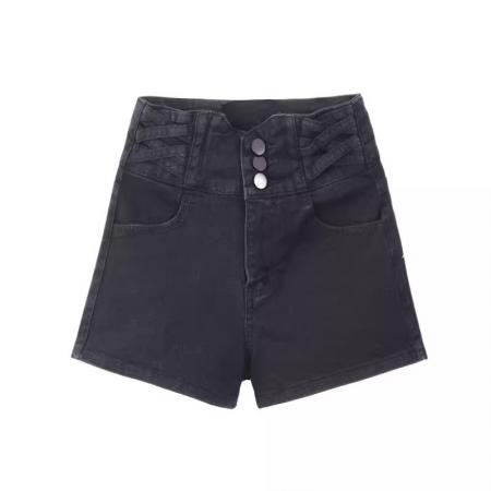 春季新款高腰弹力牛仔短裤大码女胖mm显瘦百搭热裤  服裝批發女裝批發服飾貨源