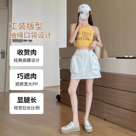 夏季新款宽松高腰显瘦小个子运动风休闲短裤女工装裤裙  服裝批發女裝批發服飾貨源