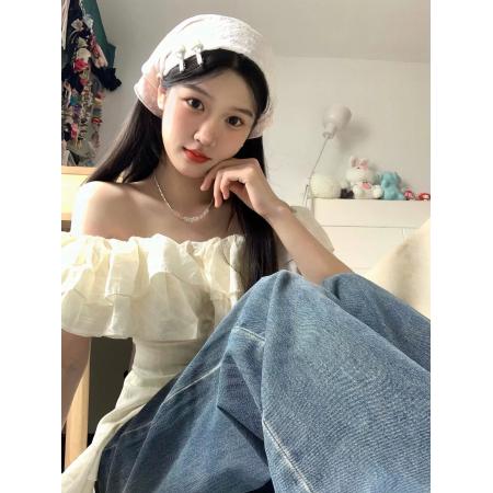 原版条纹面料有抽筋夏季收腰显瘦掐腰衬衣小众设计感露  服裝批發女裝批發服飾貨源