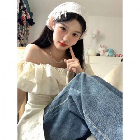 原版条纹面料有抽筋夏季收腰显瘦掐腰衬衣小众设计感露  服裝批發女裝批發服飾貨源