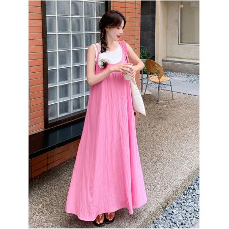 粉色多巴胺甜美减龄少女感宽松慵懒风遮肚马尔代夫三亚海边  服裝批發女裝批發服飾貨源