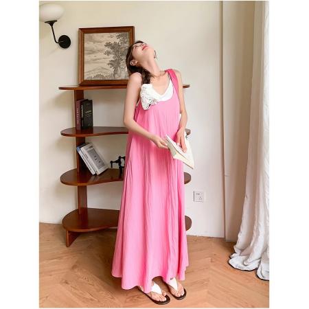 粉色多巴胺甜美减龄少女感宽松慵懒风遮肚马尔代夫三亚海边  服裝批發女裝批發服飾貨源