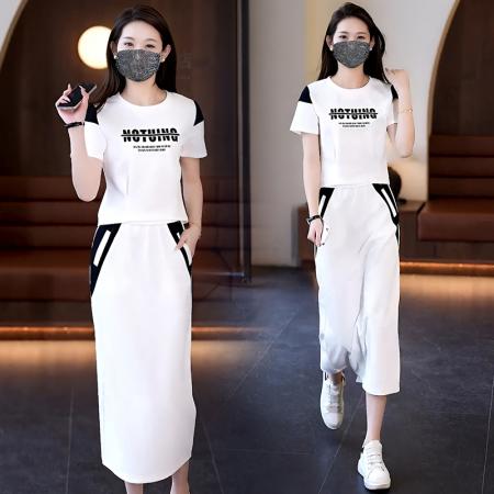 FA56858# 高含棉休闲运动服套装女士夏季新款小个子半身裙两件套