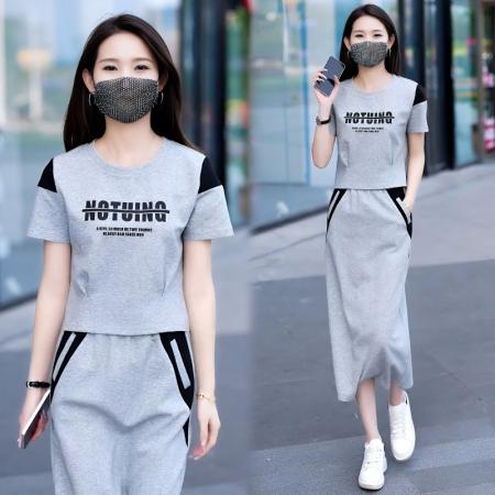 FA56858# 高含棉休闲运动服套装女士夏季新款小个子半身裙两件套