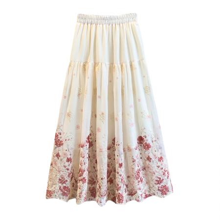 BY13706# 大码女装春夏新款胖mm气质国风花朵刺绣遮肚显瘦A字半身裙子  服裝批發女裝批發服飾貨源