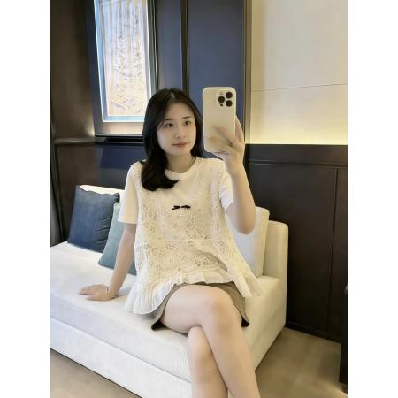 BY13757# 镂空蝴蝶结针织马甲背心女夏季新款内搭圆领短袖上衣  服裝批發女裝批發服飾貨源