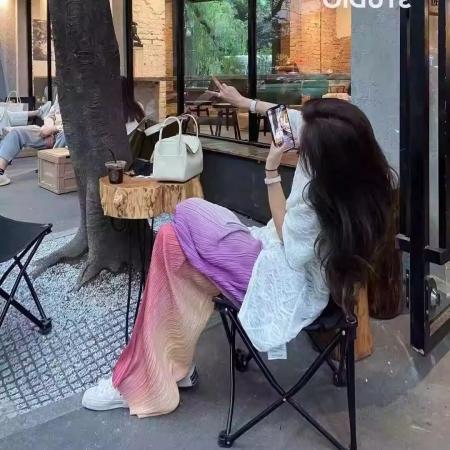 BY13793# 冰丝渐变裤子女夏季薄款垂感慵懒阔腿凉凉防晒海边沙滩雪纺裤休闲  服裝批發女裝批發服飾貨源