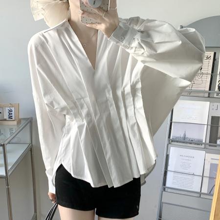 BY13816# 大码女装纯棉白衬衫简约甜美设计感宽松胖MM遮肉显瘦上衣  服裝批發女裝批發服飾貨源