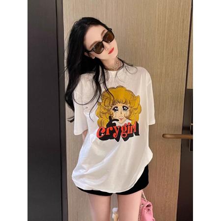 BY13818# 纯棉-棉春夏装短袖T恤女韩版印花  服裝批發女裝批發服飾貨源