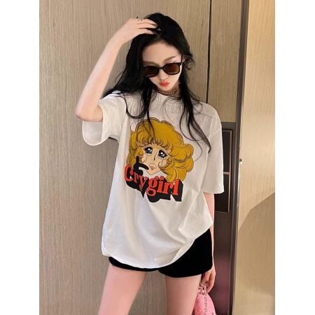 BY13818# 纯棉-棉春夏装短袖T恤女韩版印花  服裝批發女裝批發服飾貨源