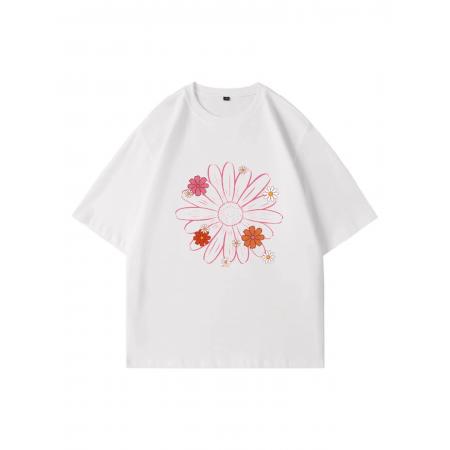 BY13819# 韩系甜美风小雏菊短袖T恤女装夏季百搭休闲温柔风纯棉上衣潮  服裝批發女裝批發服飾貨源