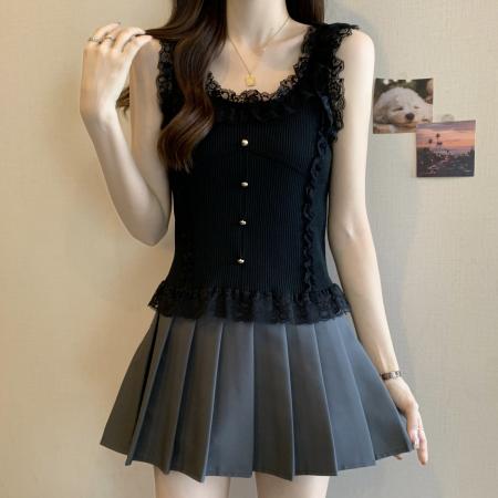 BY13839# 大码胖MM新款设计感甜美风内搭防走光背心吊带显瘦遮肉上衣  服裝批發女裝批發服飾貨源