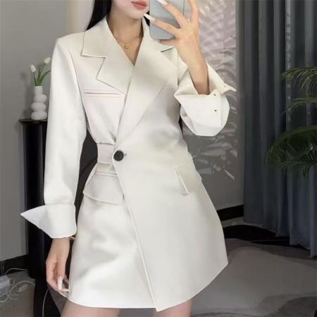 BY13866# 西服新款西装外套气质高级上档次爆款春秋收腰减龄中长款  服裝批發女裝批發服飾貨源