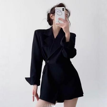 BY13866# 西服新款西装外套气质高级上档次爆款春秋收腰减龄中长款  服裝批發女裝批發服飾貨源