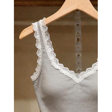 BY13872# 夏季独特甜辣妹灰色修身吊带背心女内搭设计感显瘦无袖短上衣外穿  服裝批發女裝批發服飾貨源