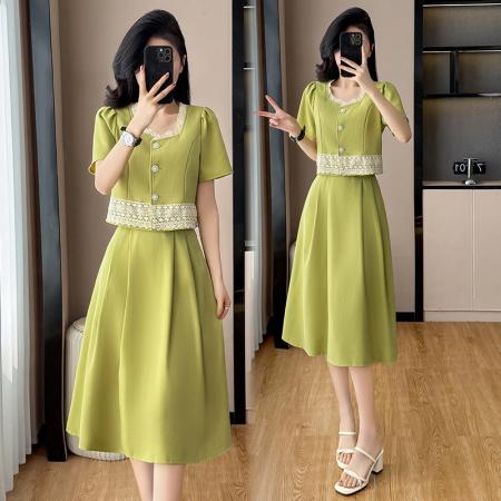 BY13881# 大码女装两件套套装新款小香风气质两件套上衣+裙子  服裝批發女裝批發服飾貨源