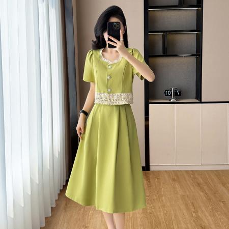 BY13881# 大码女装两件套套装新款小香风气质两件套上衣+裙子  服裝批發女裝批發服飾貨源