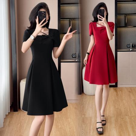 BY13886# 新款气质短袖裙子韩版修身显瘦小个子大码女装连衣裙  服裝批發女裝批發服飾貨源