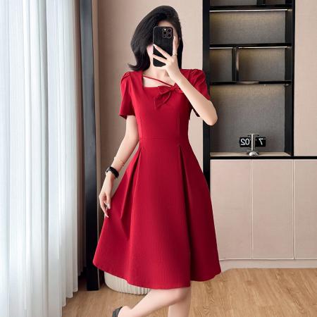 BY13886# 新款气质短袖裙子韩版修身显瘦小个子大码女装连衣裙  服裝批發女裝批發服飾貨源