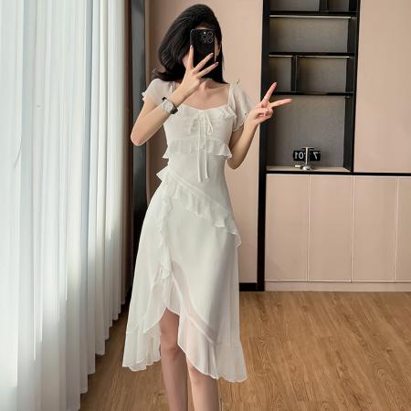 BY13893# 超仙女高级感连衣裙海边沙滩气质收腰显瘦长裙夏季新款  服裝批發女裝批發服飾貨源