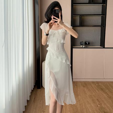 BY13893# 超仙女高级感连衣裙海边沙滩气质收腰显瘦长裙夏季新款  服裝批發女裝批發服飾貨源