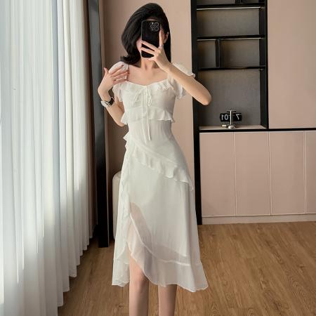 BY13893# 超仙女高级感连衣裙海边沙滩气质收腰显瘦长裙夏季新款  服裝批發女裝批發服飾貨源