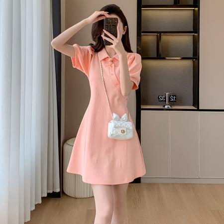 BY13896# 夏季新中式国风改良版小香风连衣裙拼接设计感减龄裙子  服裝批發女裝批發服飾貨源