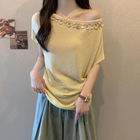 BY13902# 胖妹妹夏装大码女装波西米亚风设计感冰丝短袖T恤显瘦上衣潮  服裝批發女裝批發服飾貨源