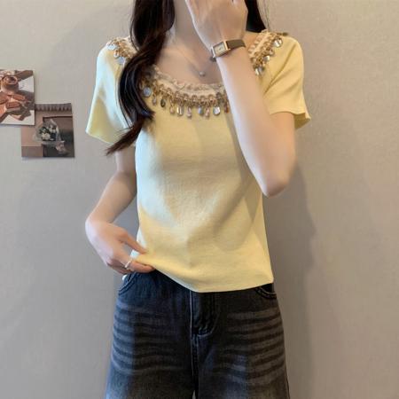 BY13903# 胖妹妹夏装大码女装波西米亚风一字领漏肩短袖T恤显瘦上衣潮  服裝批發女裝批發服飾貨源