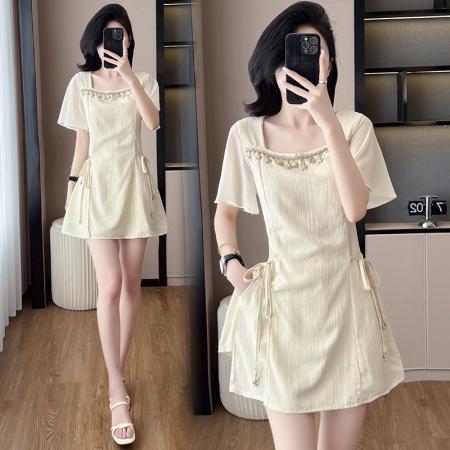 BY13913# 夏季新款法式轻熟风贝壳流苏设计感遮肉显瘦大码两件套  服裝批發女裝批發服飾貨源