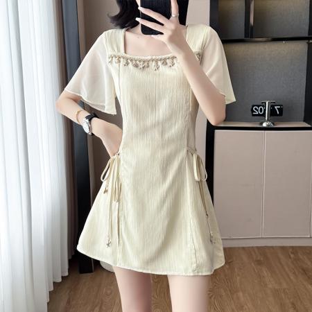 BY13913# 夏季新款法式轻熟风贝壳流苏设计感遮肉显瘦大码两件套  服裝批發女裝批發服飾貨源