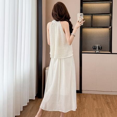 BY13918# 蝴蝶结蕾丝仙女上衣女夏新款高级感气质宽松遮肚显瘦无袖背心  服裝批發女裝批發服飾貨源