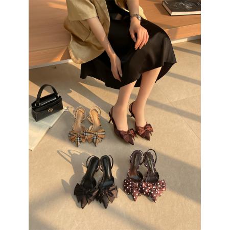 X-33064# 春季新款尖头蝴蝶结时尚女百搭女高跟鞋 鞋子批发女鞋批发凉鞋货源