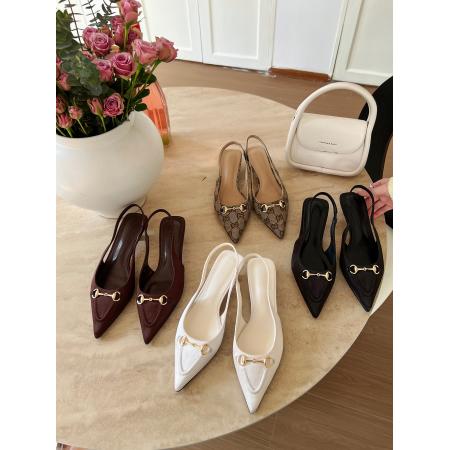 X-33069# 春季新款尖头后空百搭小跟鞋女 鞋子批发女鞋批发凉鞋货源