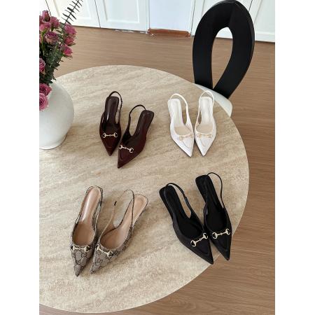 X-33069# 春季新款尖头后空百搭小跟鞋女 鞋子批发女鞋批发凉鞋货源