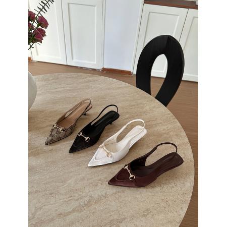 X-33069# 春季新款尖头后空百搭小跟鞋女 鞋子批发女鞋批发凉鞋货源