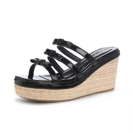 X-33072# 坡跟拖鞋女外穿新款增高蝴蝶结超火银拖法式松糕底罗马凉拖鞋 鞋子批发女鞋批发凉鞋货源