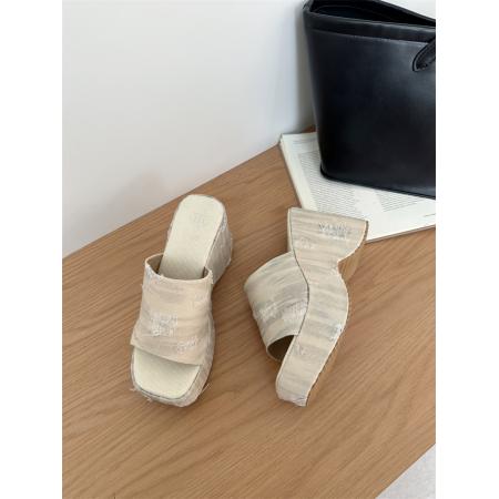 X-33078# 欧洲站夏新款松糕厚底牛仔拖鞋露趾一字拖女外穿露趾凉拖鞋潮 鞋子批发女鞋批发凉鞋货源