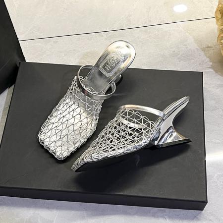 X-33079# 小众编织时髦镂空网面包头一字带沙滩坡跟半拖鞋女夏 鞋子批发女鞋批发凉鞋货源