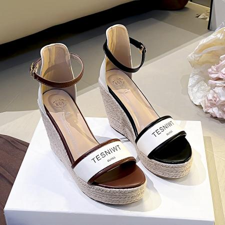 X-33081# 10cm坡跟超高跟凉鞋女夏季新款时尚气质厚底防水台小个子显高 鞋子批发女鞋批发凉鞋货源