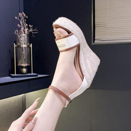 X-33081# 10cm坡跟超高跟凉鞋女夏季新款时尚气质厚底防水台小个子显高 鞋子批发女鞋批发凉鞋货源