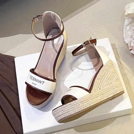 X-33081# 10cm坡跟超高跟凉鞋女夏季新款时尚气质厚底防水台小个子显高 鞋子批发女鞋批发凉鞋货源